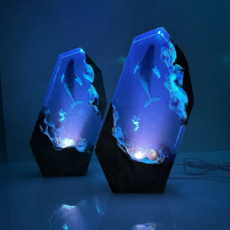 Humpback Whale & Astronaut In Space - High Quality Epoxy Resin Lamp