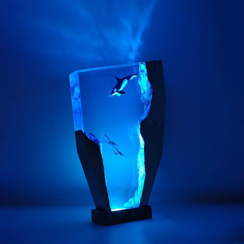 Divers & Orca Deep Sea Exploration - High Quality Epoxy Resin Lamp