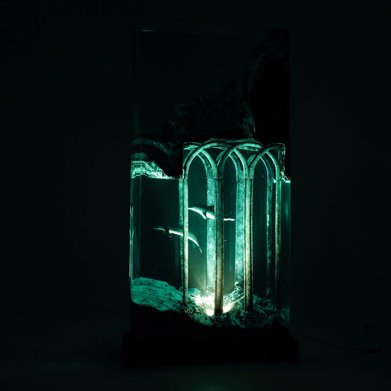 Dolphins Roam In Ancient Ruins - High Quality  Epoxy Resin Lamp