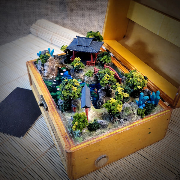 Torii Gate Japan Temp Diorama Treasure Mistery Box Gift Epoxy Resin, Night Light