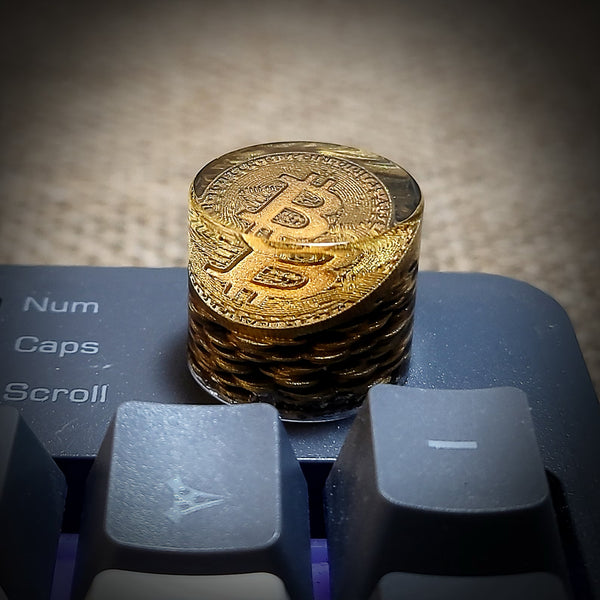 Bitcoin BTC Golden Coin Keyboard Knob Artisan Keycaps Epoxy Resin
