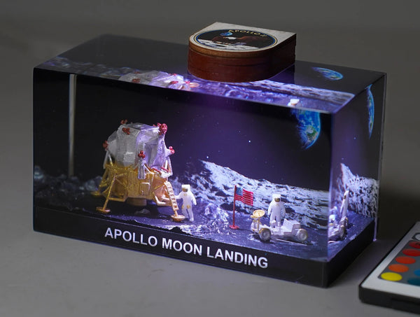 Universe Apollo 11 Moon Landing Epoxy Resin Lamp, Night Light