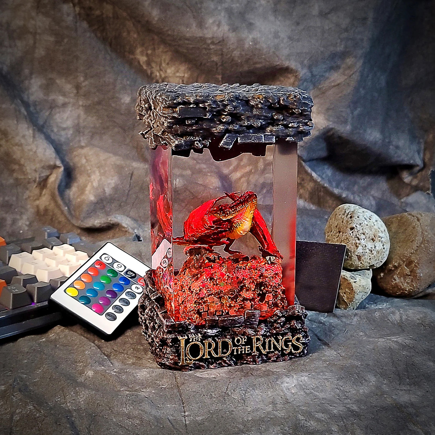 LOTR Lord Of Rings Smaug Dragon Diorama Epoxy Resin Lamp, Night Light, Wireless Lights