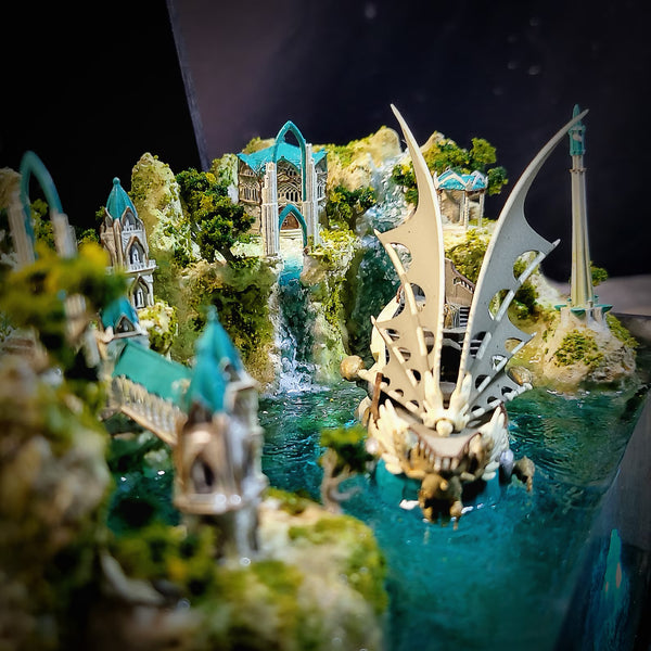 TLOTR Lord Of Rings Elves Elf Boat Castle Diorama Treasure Mistery Box Gift Epoxy Resin, Night Light