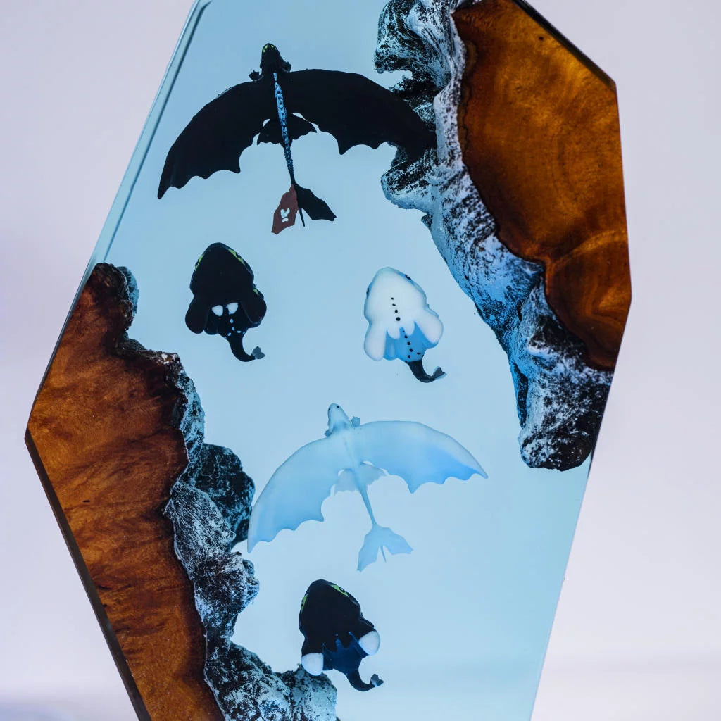 How to Train Your D Toothless and Light Fury Baby Epoxy Resin Lamp, Night Light