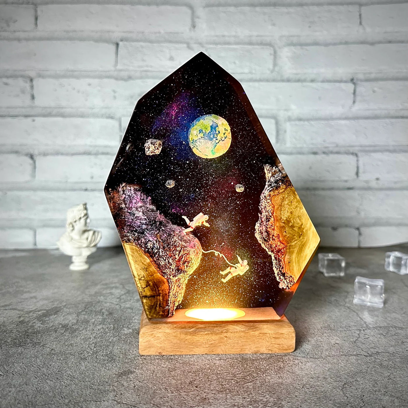 Universe Earth Astronaut Epoxy Resin Lamp, Night Light