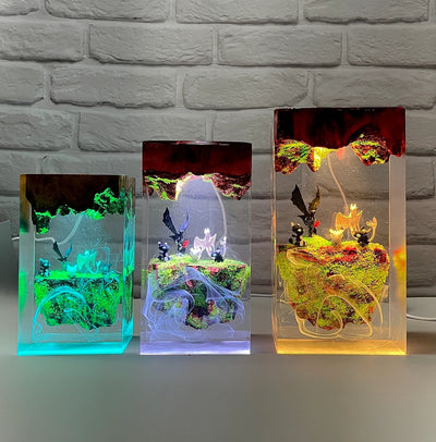 How to Train Your D Family Toothless and Light Fury Epoxy Resin Lamp, Night Light