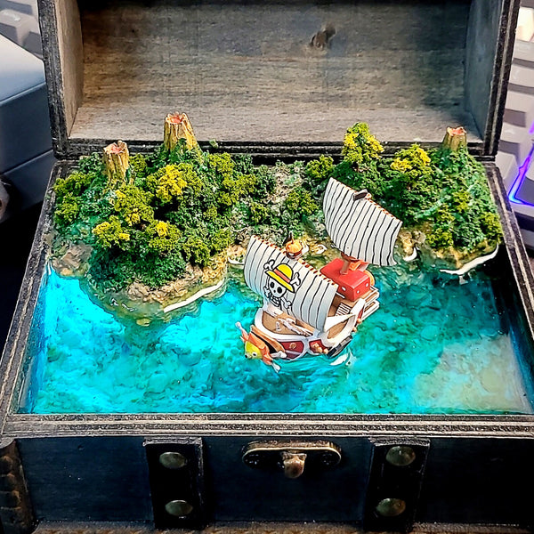 O Piece Sunny Pirates Going Merry Treasure Mistery Box Gift Epoxy Resin, Night Light