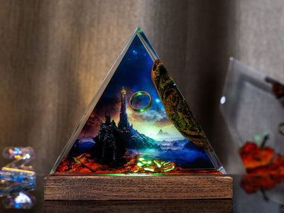 LOTR Lord Of Rings The One Ring Sauron Dark Lord Castle Epoxy Resin Lamp, Night Light