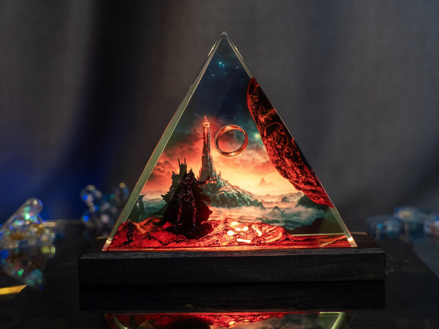 LOTR Lord Of Rings The One Ring Sauron Dark Lord Castle Epoxy Resin Lamp, Night Light